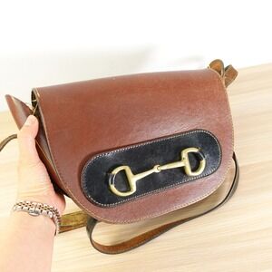 Vintage Saddle Bag Brown Leather Buckle Crossbody Horsebit Horse Moon Equestrian